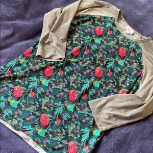 Lularoe Randy Top with Floral Patterned Body